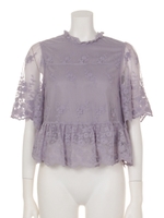 チュールレースキャミ付きフレアブラウス◆/オフ