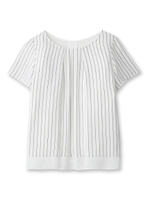 [L]シフォンストライプシャツ/ホワイト(102)