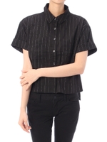 【AZUL ENCANTO】ストライプショートスリーブシャツ/柄BLK