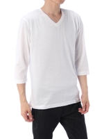 【AZUL by moussy】TC天竺Vネック7分袖T/T.GRY