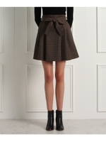 サッシュベルト幾何柄スカート/ダークブラウン(443)