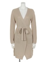 リボンベルト付ロングカーディガン/ベージュ