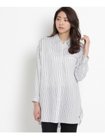 ロングストライプシャツ/ブルー系(394)