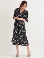 Jぼかし花柄ロングワンピース/オフ/柄