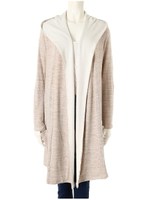 配色切替ロングカーディガン/ピンクベージュ