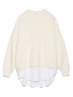 シャツドッキングスウェット風ニット/WHT