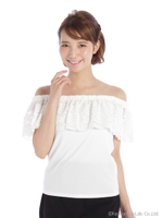 レースオフショルトップス/ホワイト