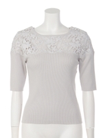 デコルテレースリブニット/ホワイト
