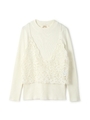 《EDIT COLOGNE》レースレイヤードニット/ホワイト(031)