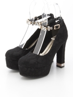 ビジューアンクルストラップパンプス/BLK/BLK