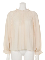 【mystic】プリーツ袖ボリュームブラウス/オフホワイト