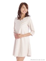 袖レーススカラフレアワンピース/キナリ