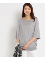 [L]ボートネック切り替えニット/イエローグリーン(025)