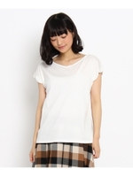 シルケットスカラップ袖プルオーバー/ブラック(019)