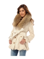 リアルファー付キルティングコート/BEIGE