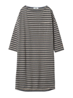 DROP SHOULDER STRIPED DRESS/ベージュ