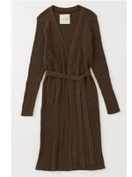 ウールリブ編みロングカーデ/PURPLEGRAY