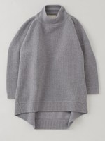 ウールワッフル柄ニットビックトップ/L-GRAY