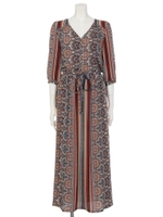 【chille anap】ボヘミアン柄マキシワンピース/BRN