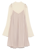 キャミソールレイヤードニットワンピース/BLKxBLK