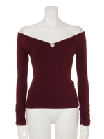 オフショルネックトップス/ネイビー