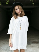 フリンジカットソーワンピ/Pink