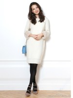 レッキスファー付ニットワンピース(ホワイト)/ホワイト