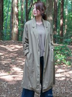 綿ツイル ダスターコート/ブラック