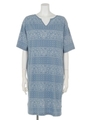 インディゴ ペイズリー カット ワンピース/L/BLU