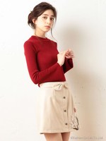 フラワーパッチワーク台形ミニスカート/ベージュ