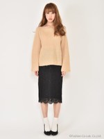 レースタイトスカート/ブラック