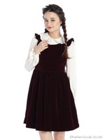 バックリボンベロアワンピース/ネイビー