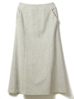 ウール混ロングスカート/ベージュ