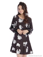 フラワープリント袖切り替えOP/ピンク