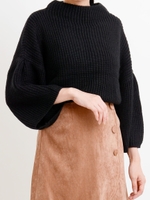 【relaxing line】ボトルネック畦プルオーバー/アイボリー