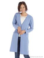 Vネックロングカーデ/シロ