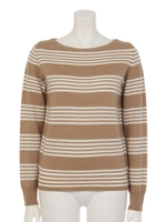 【BED&BREAKFAST】CASH WOOL STRIPE Boatneck/CAMEL