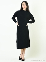 ボトルネックニットワンピース/ブラウン