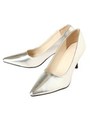 ポインテッドトゥシルバーパンプス/シルバー