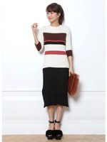 マルチボーダーニットワンピース/ブラック