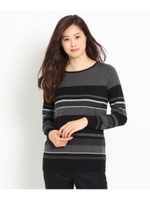 ラメ入りボートネックボーダーニット/ブラック(319)