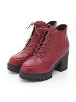 レースアップショートブーツ/ワイン