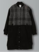 ハリスツィード ロングMA-1コート/杢グレー