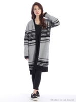 幾何学ニットロングC/D/グレー