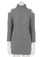 【chille anap】肩あきケーブルニットワンピース/GRY