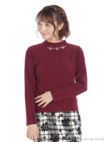 あったか保湿RibハイネックPO　1/シロークロ