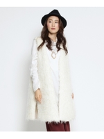 フェイクファーロングベスト/アイボリー(004)