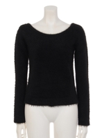 2WAYフェザーニットトップス/ブラック