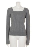 【Omekashi】スクエアネックRIBニット/BRN