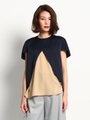 ヘムラインバイカラーブラウス/NAVY×CAMEL